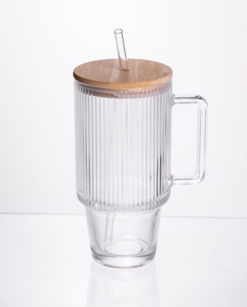 Кружка скляна з кришкою і трубочкою 750 (мл) HP-19-48