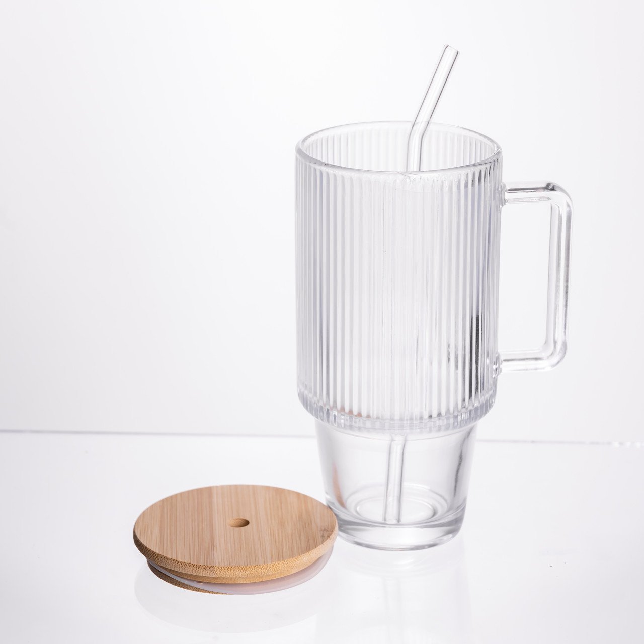 Кружка скляна з кришкою і трубочкою 750 (мл) HP-19-48