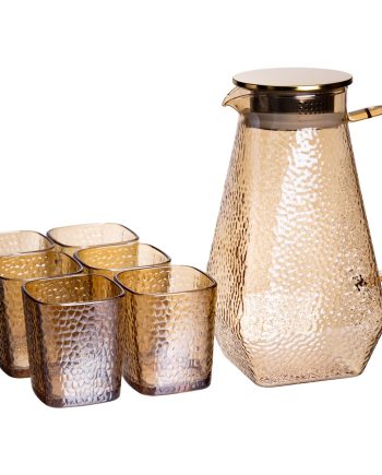 Глечик 1.8 л зі склянками 6 штук по 200 (мл) графин для компоту соку води лимонаду глечик для напоїв Коричневий HP-19-39S