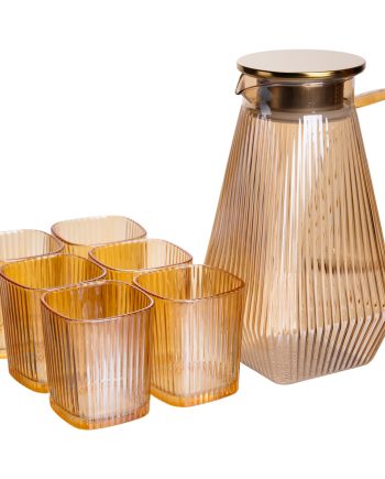 Глечик 1.8 л зі склянками 6 штук по 200 (мл) графин для компоту соку води лимонаду глечик для напоїв Коричневий HP-19-39