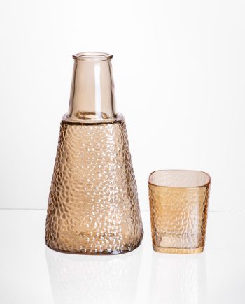 Глечик 1 літр зі склянкою 1 (шт) 200 (мл) графин для компоту соку води лимонаду глечик для напоїв Коричневий HP-19-PYF-4