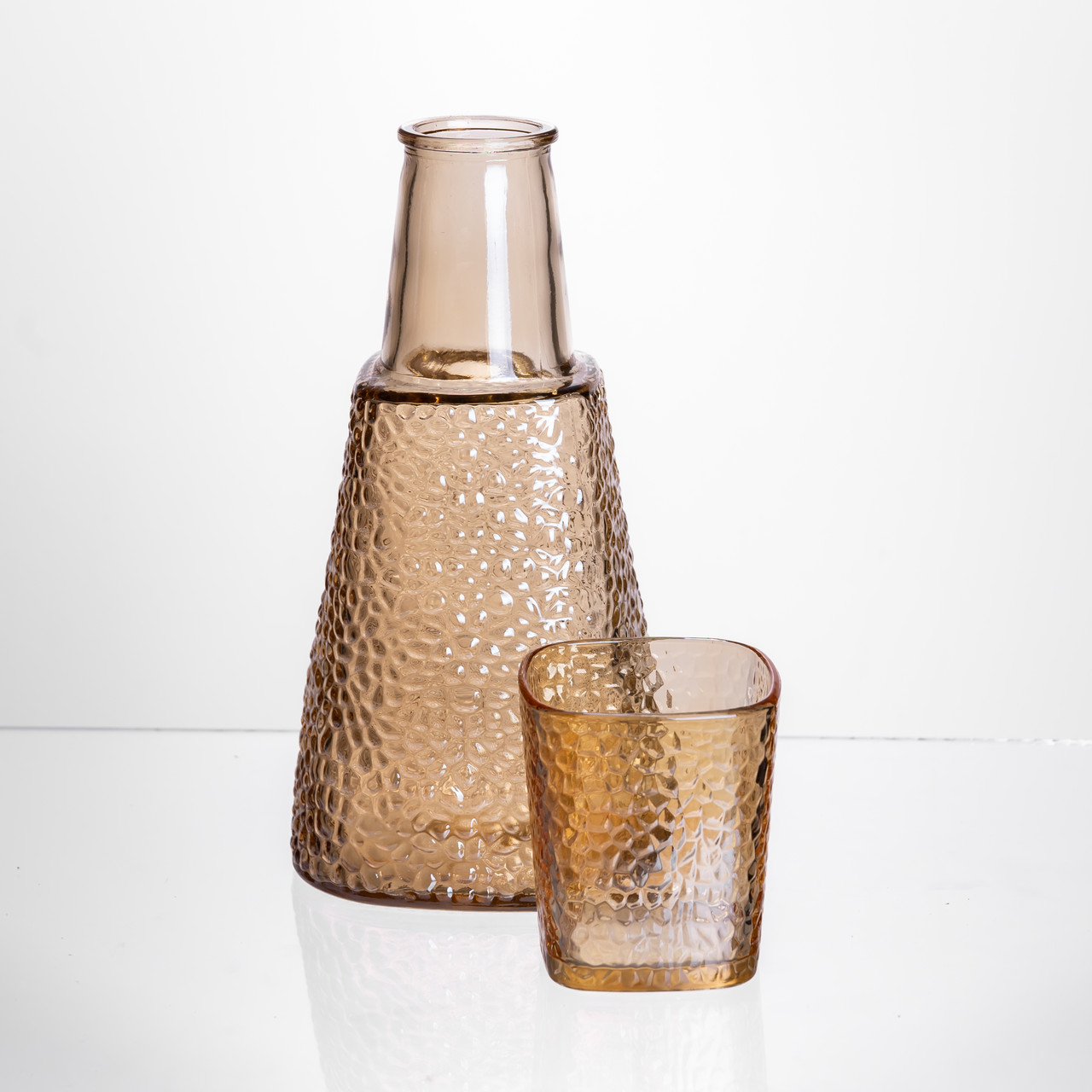 Глечик 1 літр зі склянкою 1 (шт) 200 (мл) графин для компоту соку води лимонаду глечик для напоїв Коричневий HP-19-PYF-4