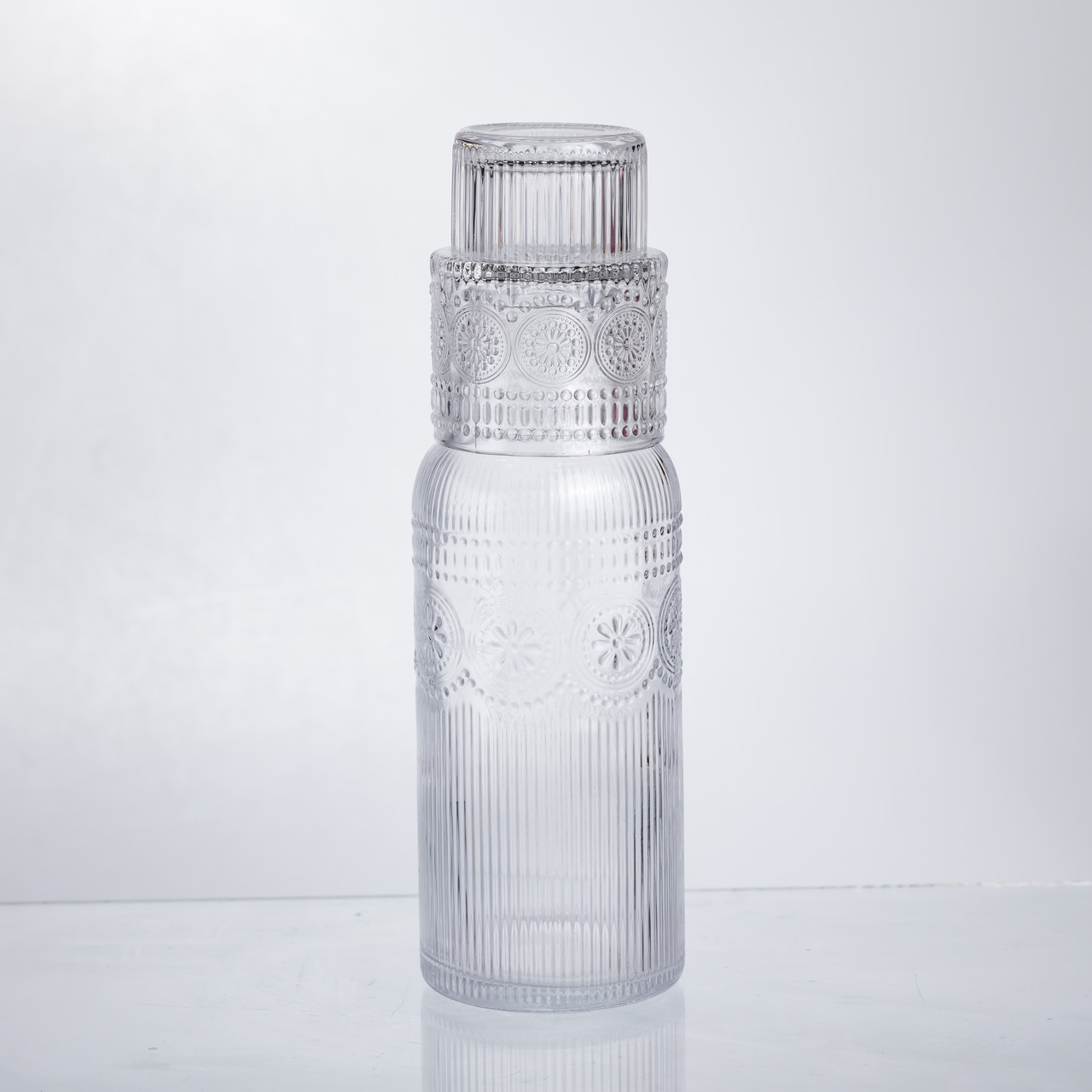 Глечик 700 мл зі склянкою 1 (шт) графин для компоту соку води лимонаду глечик для напоїв Прозорий HP-19-L4