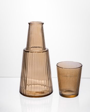 Глечик 800 мл зі склянкою 1 (шт) 250 (мл) графин для компоту соку води лимонаду глечик для напоїв Коричневий HP-19-TH-4