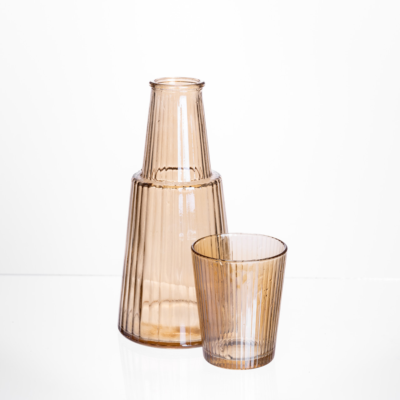 Глечик 800 мл зі склянкою 1 (шт) 250 (мл) графин для компоту соку води лимонаду глечик для напоїв Коричневий HP-19-TH-4