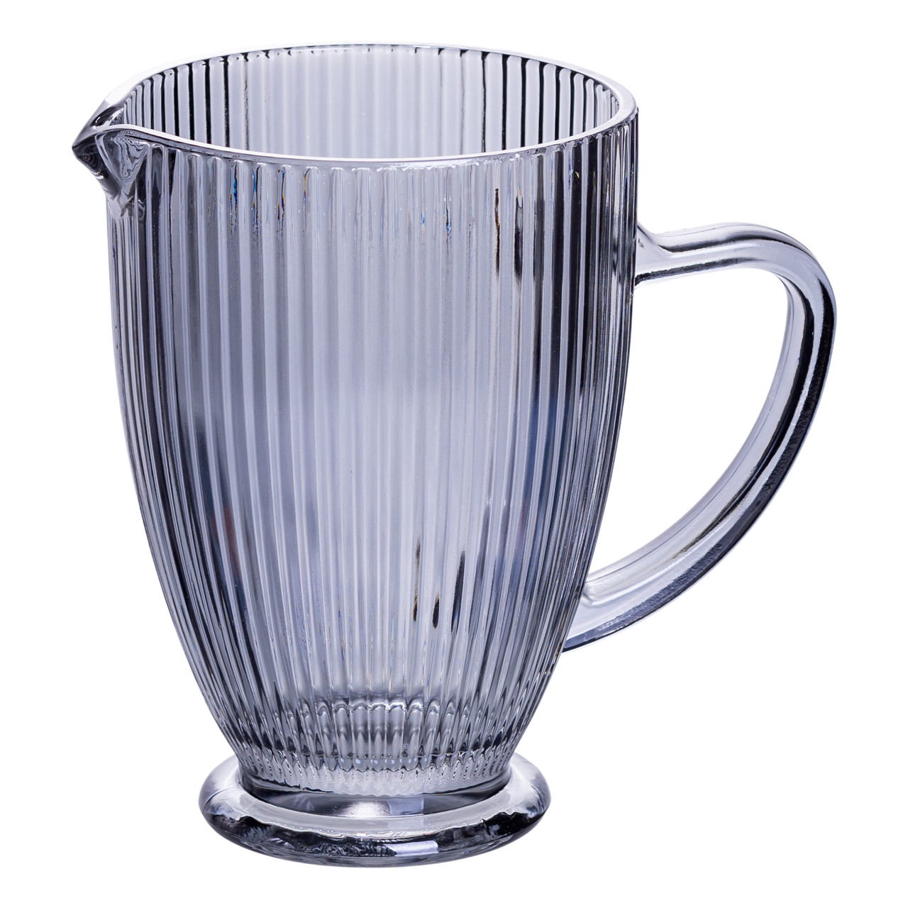 Глек для компоту 1.2 (л) лимонаду, мохіто, сангрії прозорий ребристий фігурний скляний 18.2 (см) Сірий HP-19-7118G