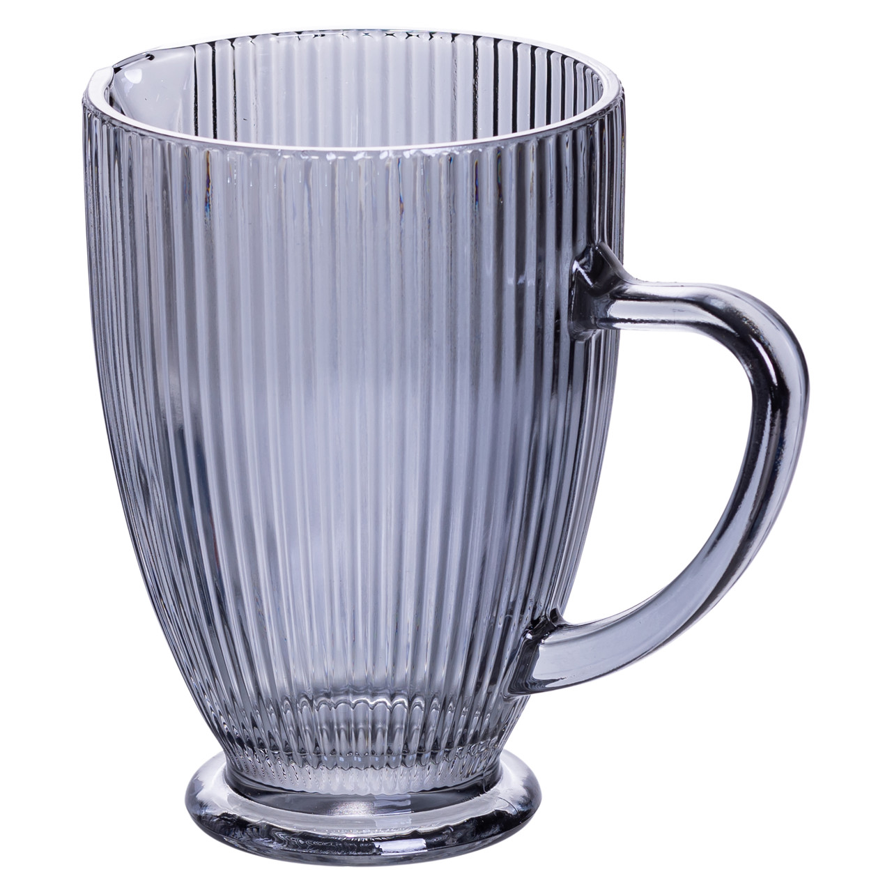 Глек для компоту 1.2 (л) лимонаду, мохіто, сангрії прозорий ребристий фігурний скляний 18.2 (см) Сірий HP-19-7118G