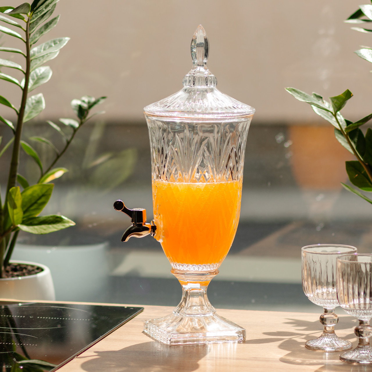Лимонадниця з краном на ніжці скляна для напоїв 2 л 46 см HP-19-15