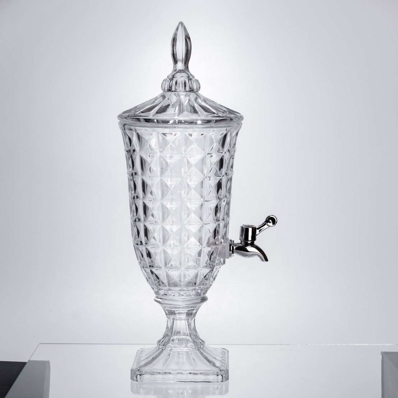 Лимонадниця з краном на підставці скляна 2 л лимонадник 46 см прозорий HP-19-12F