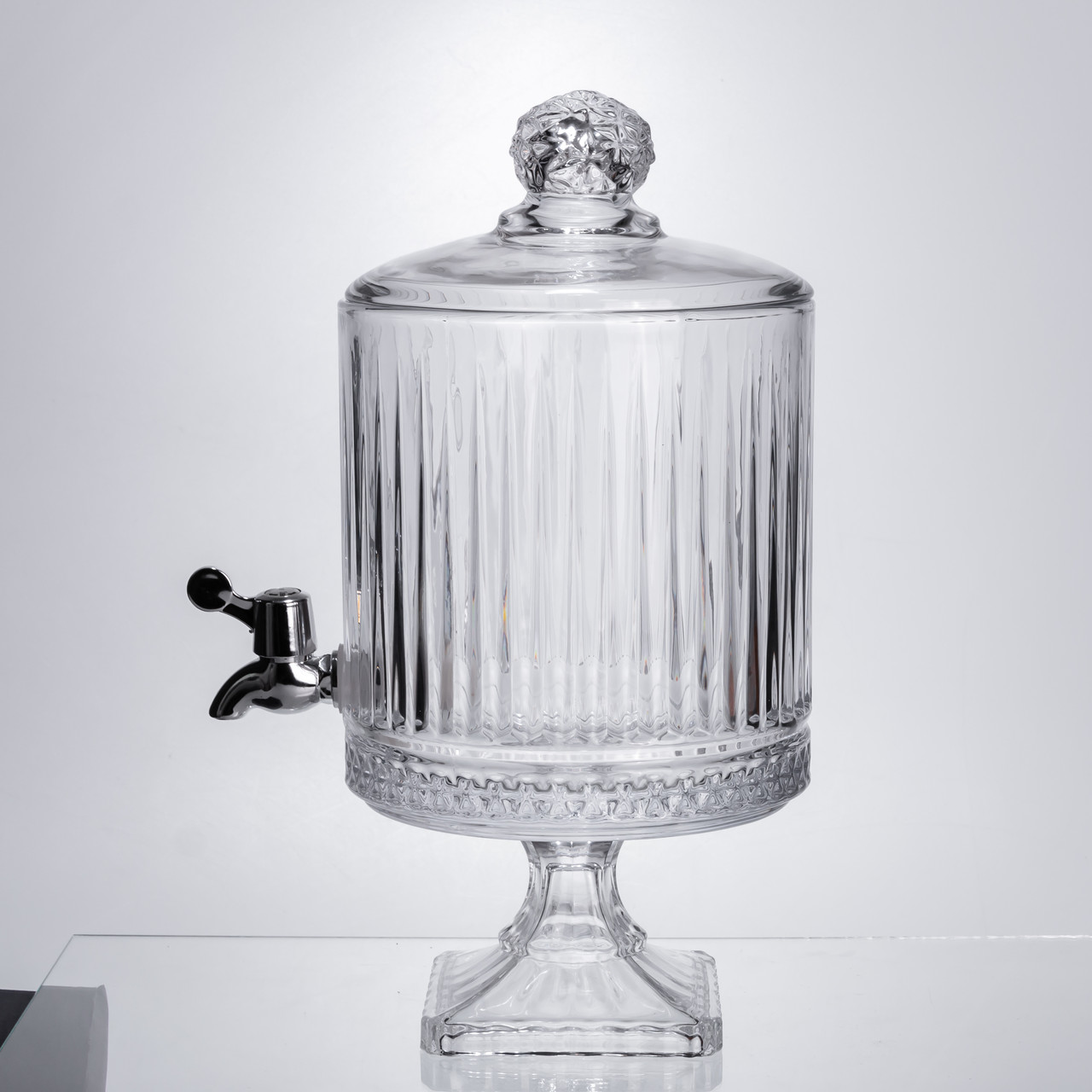 Лимонадниця з краном на підставці скляна 4,5 л прозора HP-19-3045-4