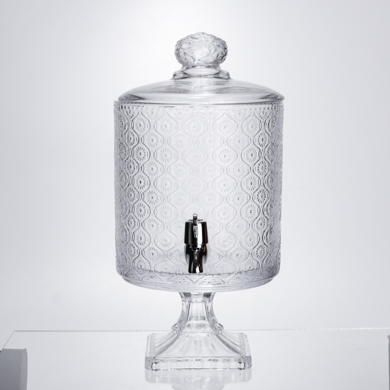 Лимонадниця з краном на підставці скляна 4.5 л лимонадник 39 см прозорий HP-19-3045-7