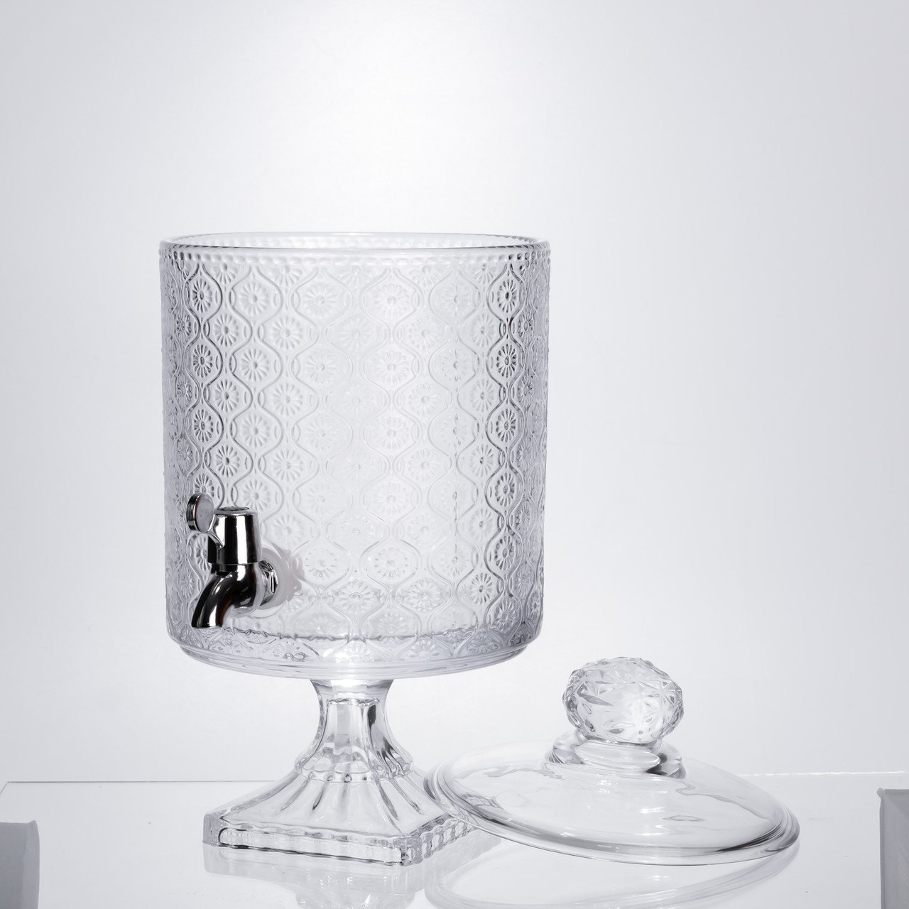 Лимонадниця з краном на підставці скляна 4.5 л лимонадник 39 см прозорий HP-19-3045-7