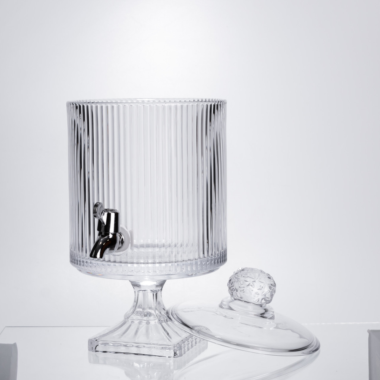 Лимонадниця з краном на підставці скляна 4.5 л лимонадник 39 см прозорий HP-19-3045-6