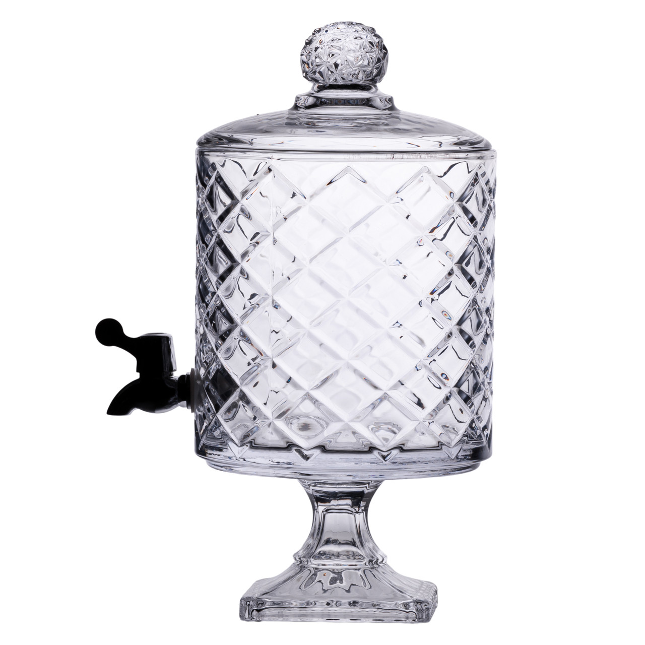 Лимонадниця зі скляним краном 39 см 4,5 л прозора на підставці HP-19-3