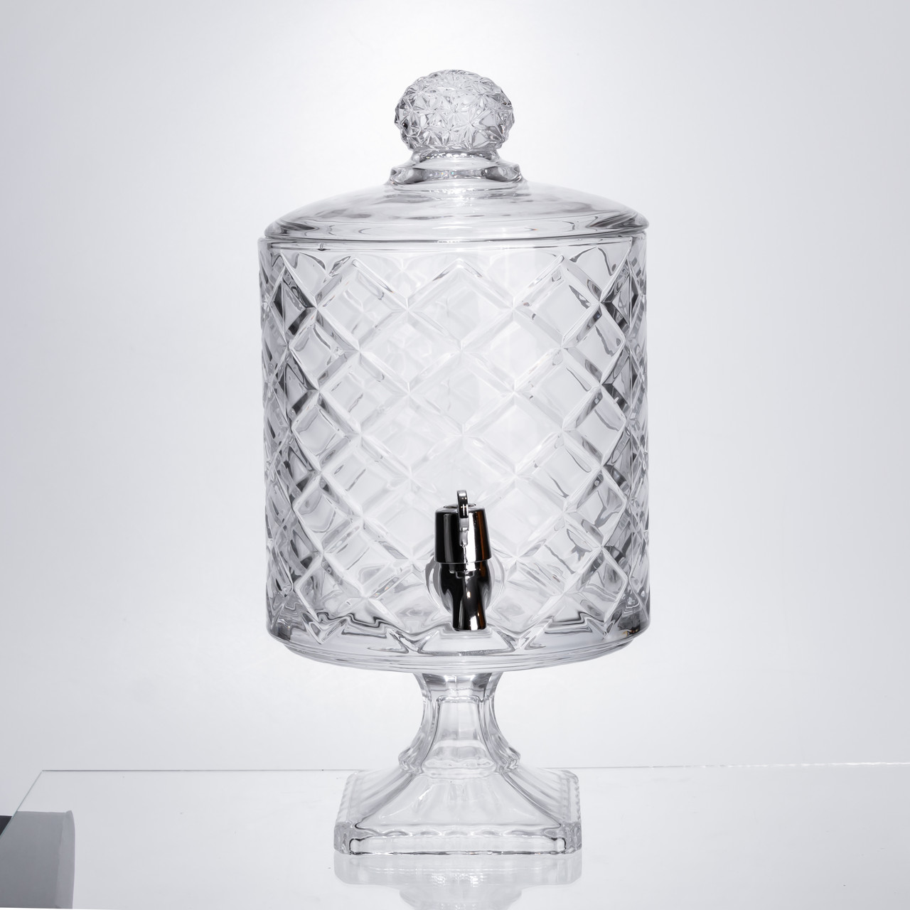 Лимонадниця зі скляним краном 39 см 4,5 л прозора на підставці HP-19-3