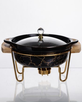 Марміт порцеляновий настільний круглий 800 (мл) мармітниця з підігрівом Зелений мармур LC-716