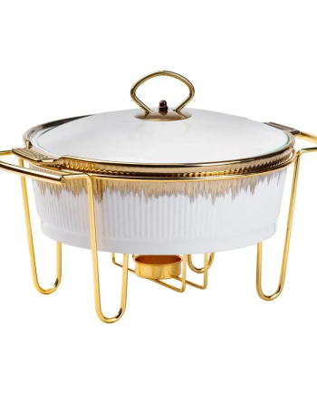 Марміт порцелянаовий 1,5 літра настільний круглий круглий мармітниця з підігрівом Біла HP1035