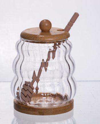 Медовниця скляна з кришкою та ложкою 320 (мл) медовниця баночка для зберігання меду 64486-9