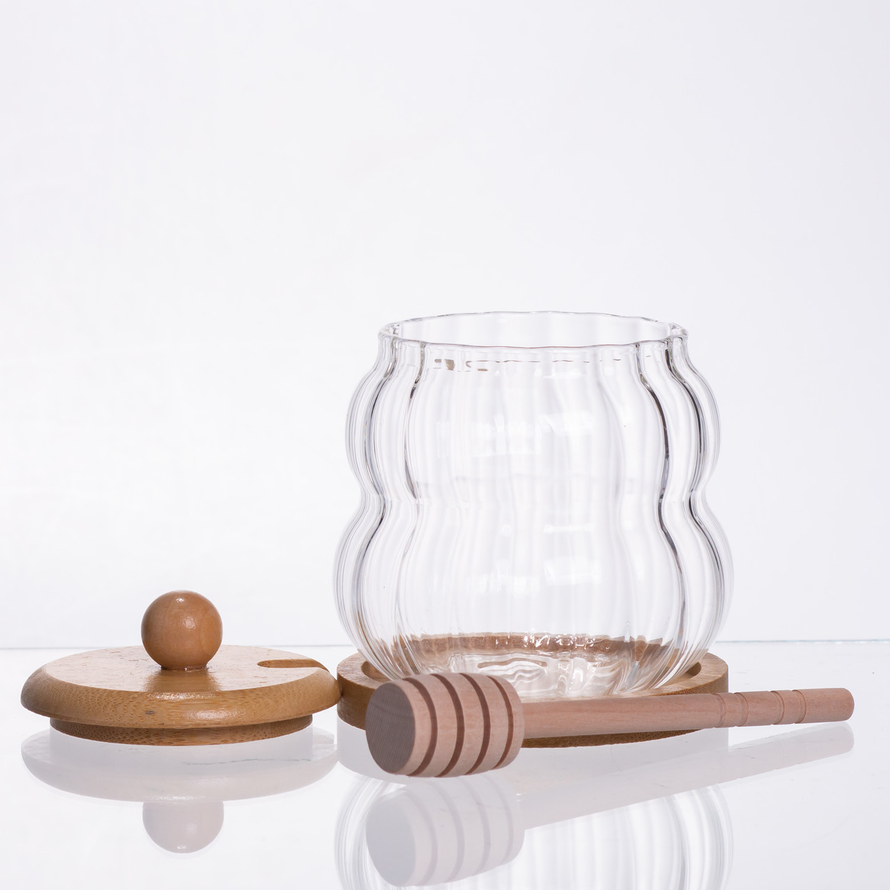 Медовниця скляна з кришкою і ложкою 320 (мл) 64486-10