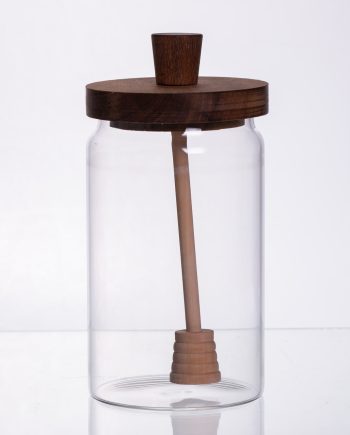 Медовниця скляна з кришкою та ложкою 900 (мл) медовниця баночка для зберігання меду 64486-3