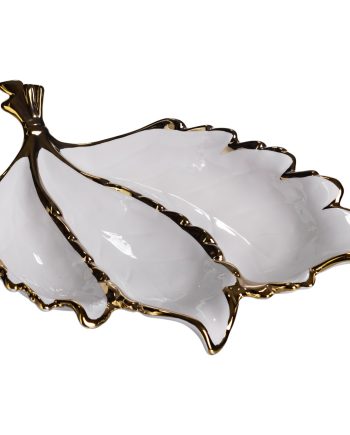 Менажниця порцелянова на 3 секції для закусок 40×25×7.5 (см) тарілка менажниця Білий із золотом ZBSY-16