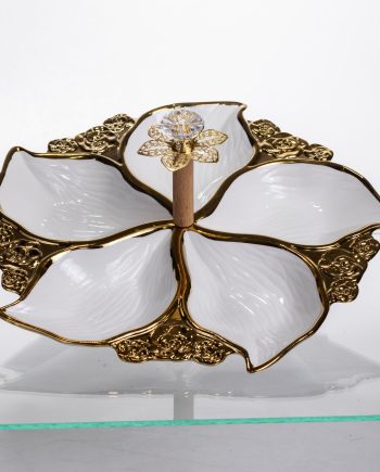 Менажниця порцелянова на 5 секцій для закусок тарілка менажниця 30×30×13 (см) менажниця з ручкою WX918-44