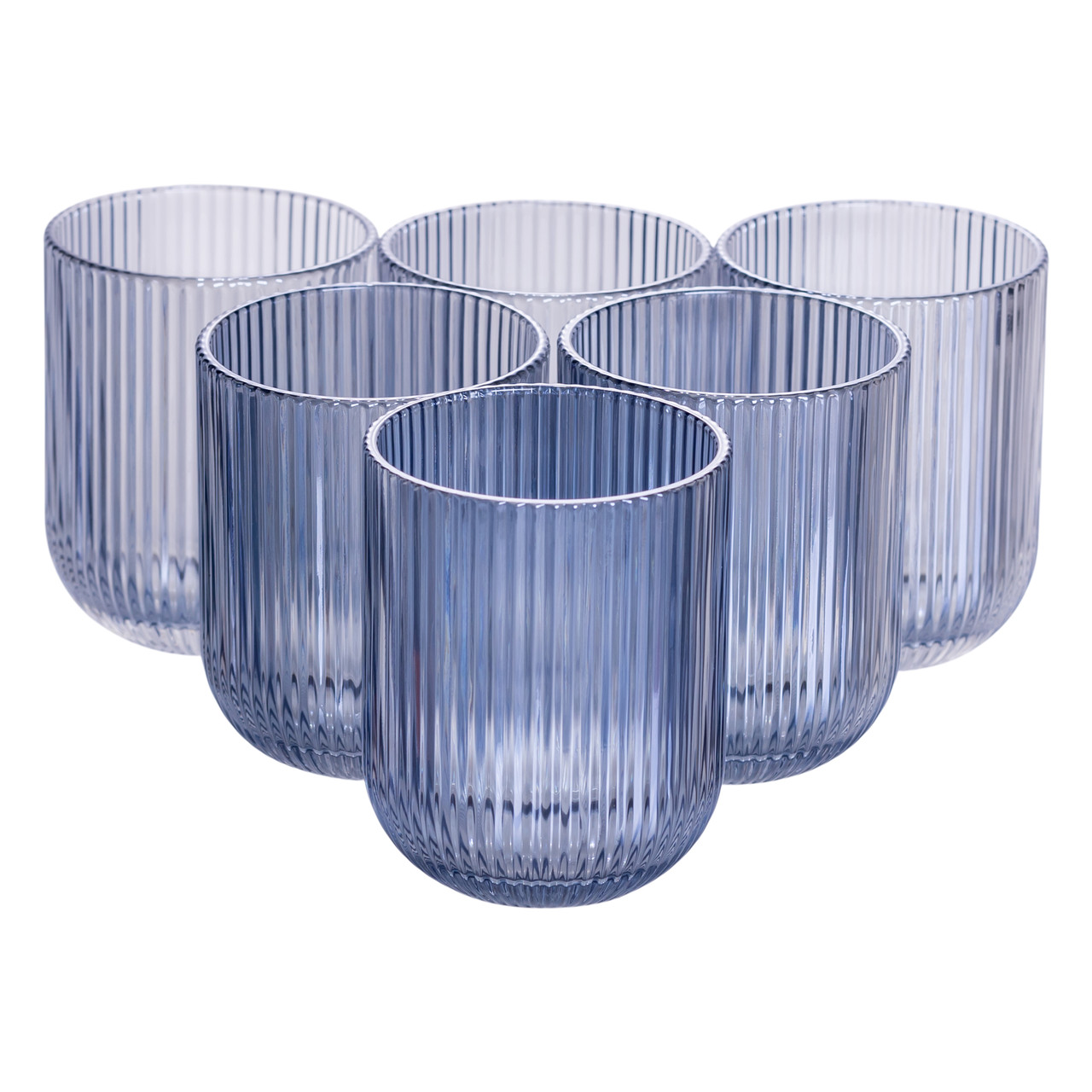 Набір склянок 6 шт скляні склянки 250 (мл) для соку, лимонаду, коктейлів склянки для напоїв Блакитний HP7112BL