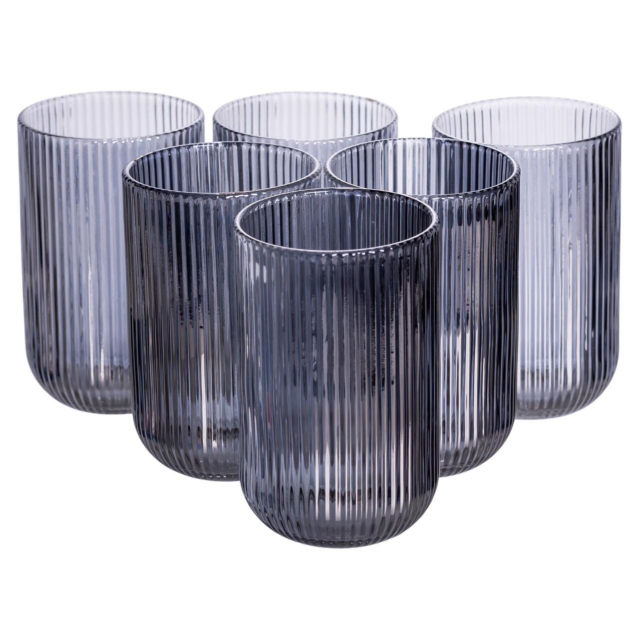 Набір склянок 6 шт скляні склянки 400 (мл) для соку, лимонаду, коктейлів склянки для напоїв Сірий HP7113G