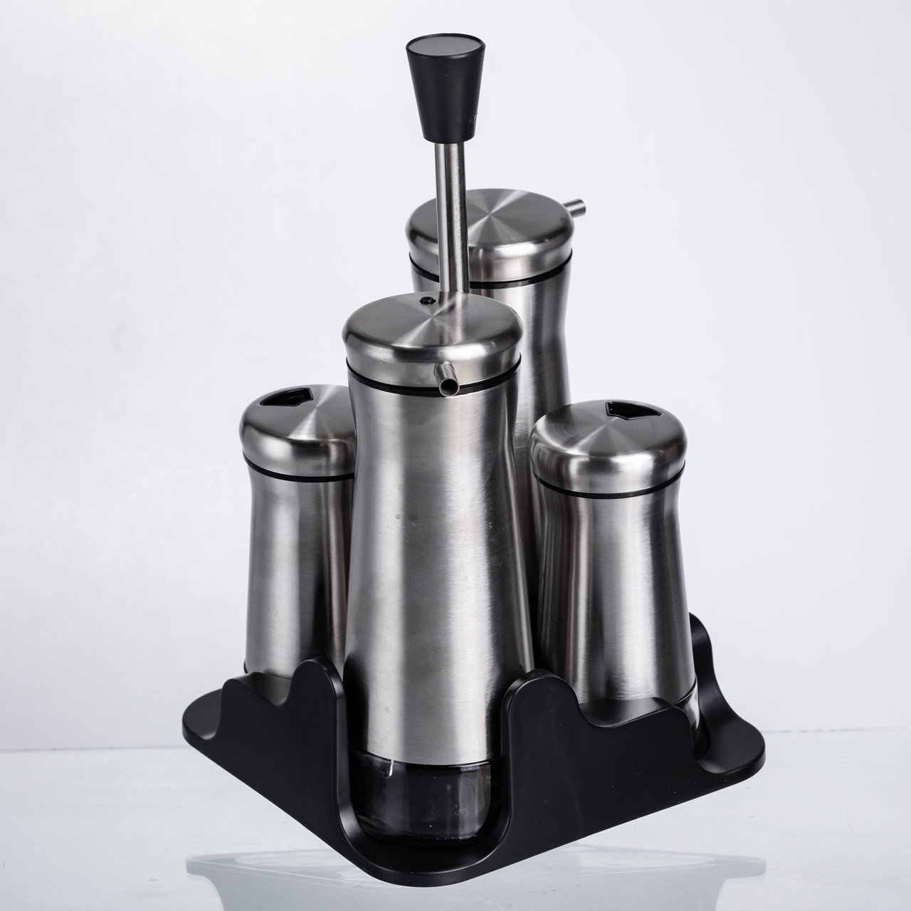 Набір баночок для спецій та рідких текстур 4 предмети на підставці, сталь HP-1346