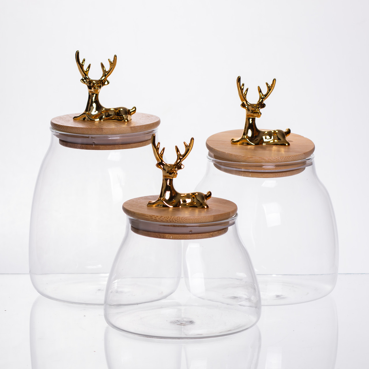 Набір банок для зберігання 3 штуки з бамбуковими кришками 0.5/08/1 л 64486-55