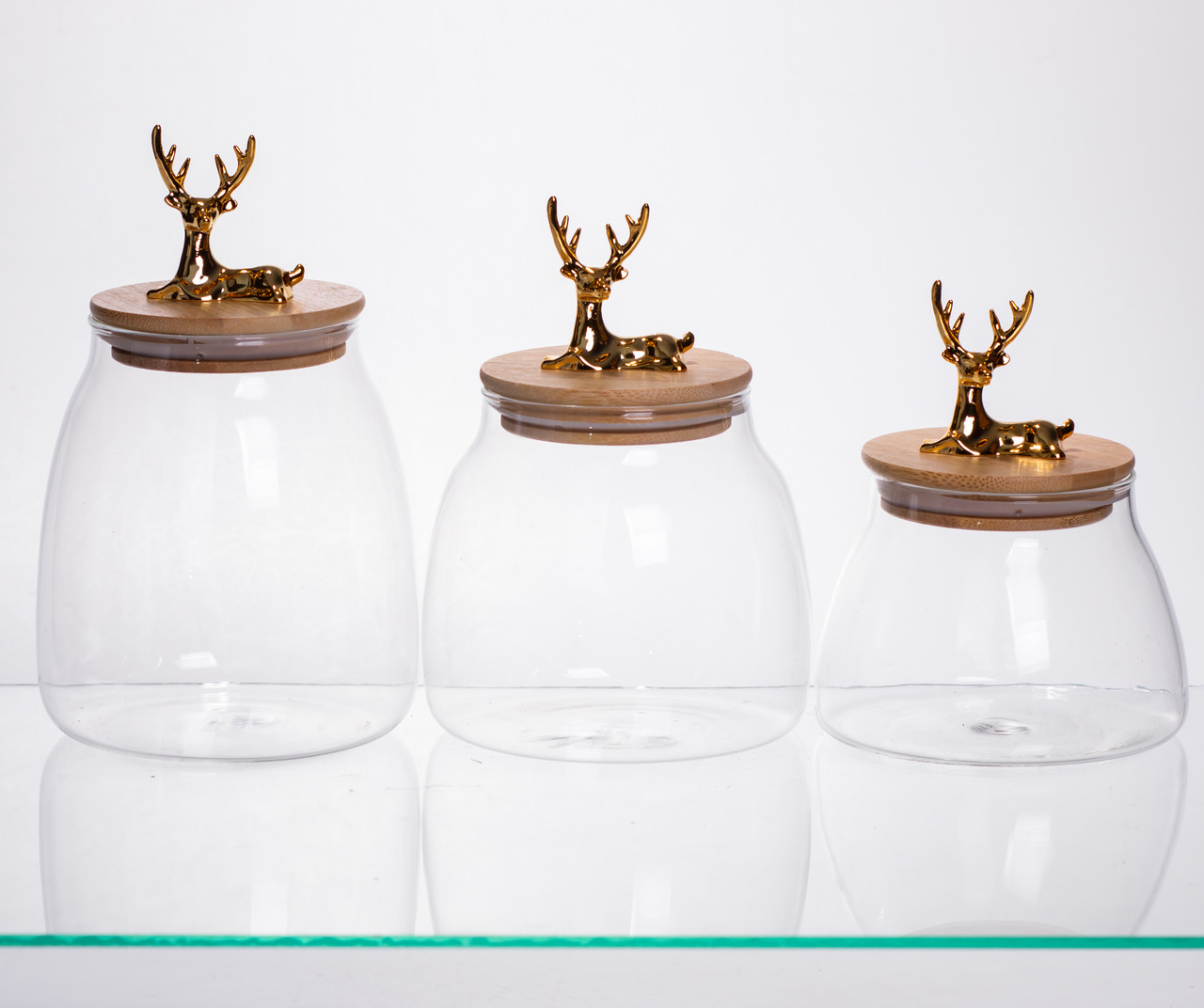 Набір банок для зберігання 3 штуки з бамбуковими кришками 0.5/08/1 л 64486-55