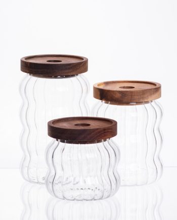 Набір банок для зберігання 3 штуки з бамбуковими кришками 400/600/800 мл 64486-14
