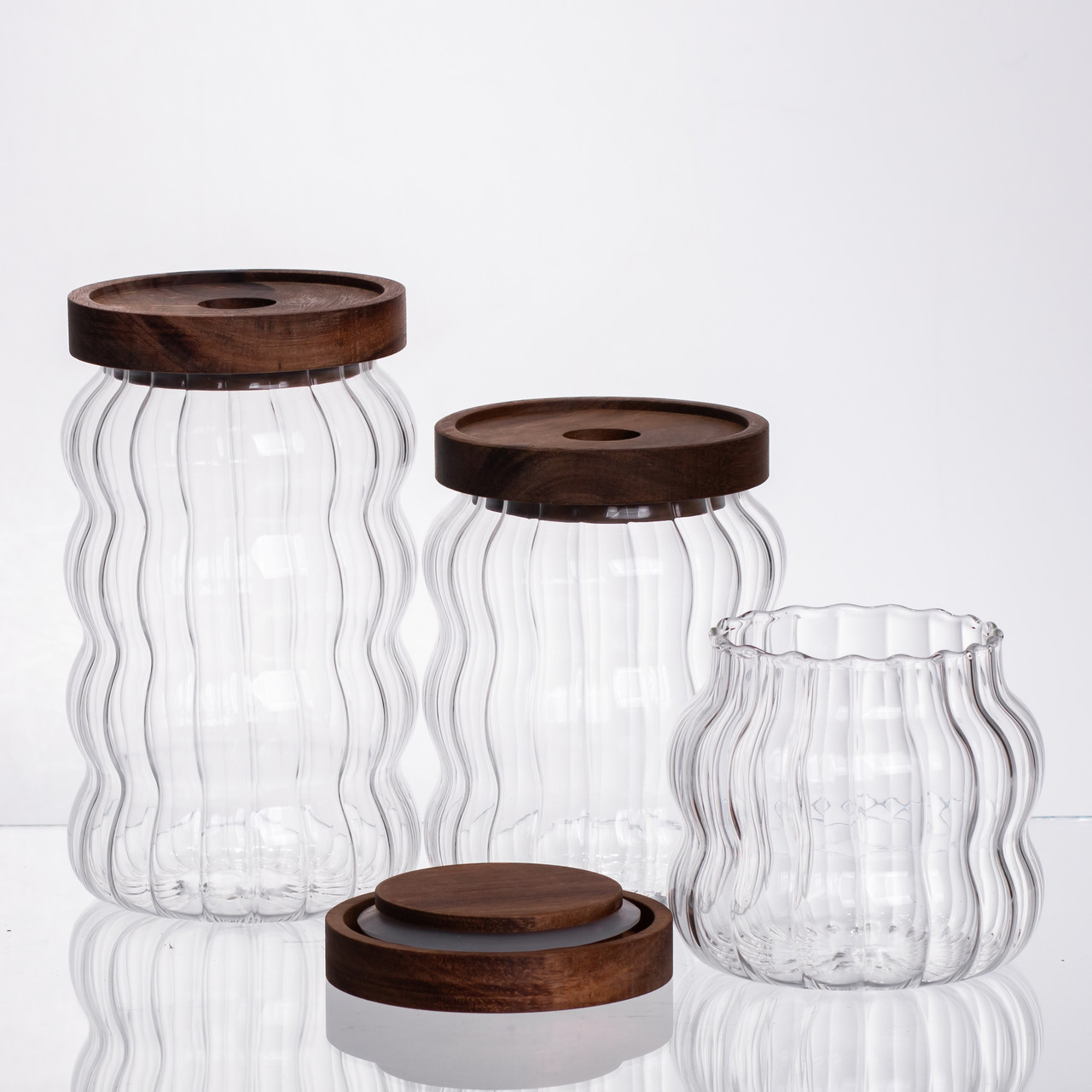 Набір банок для зберігання з бамбуковими кришками 400/600/800 мл 64486-13