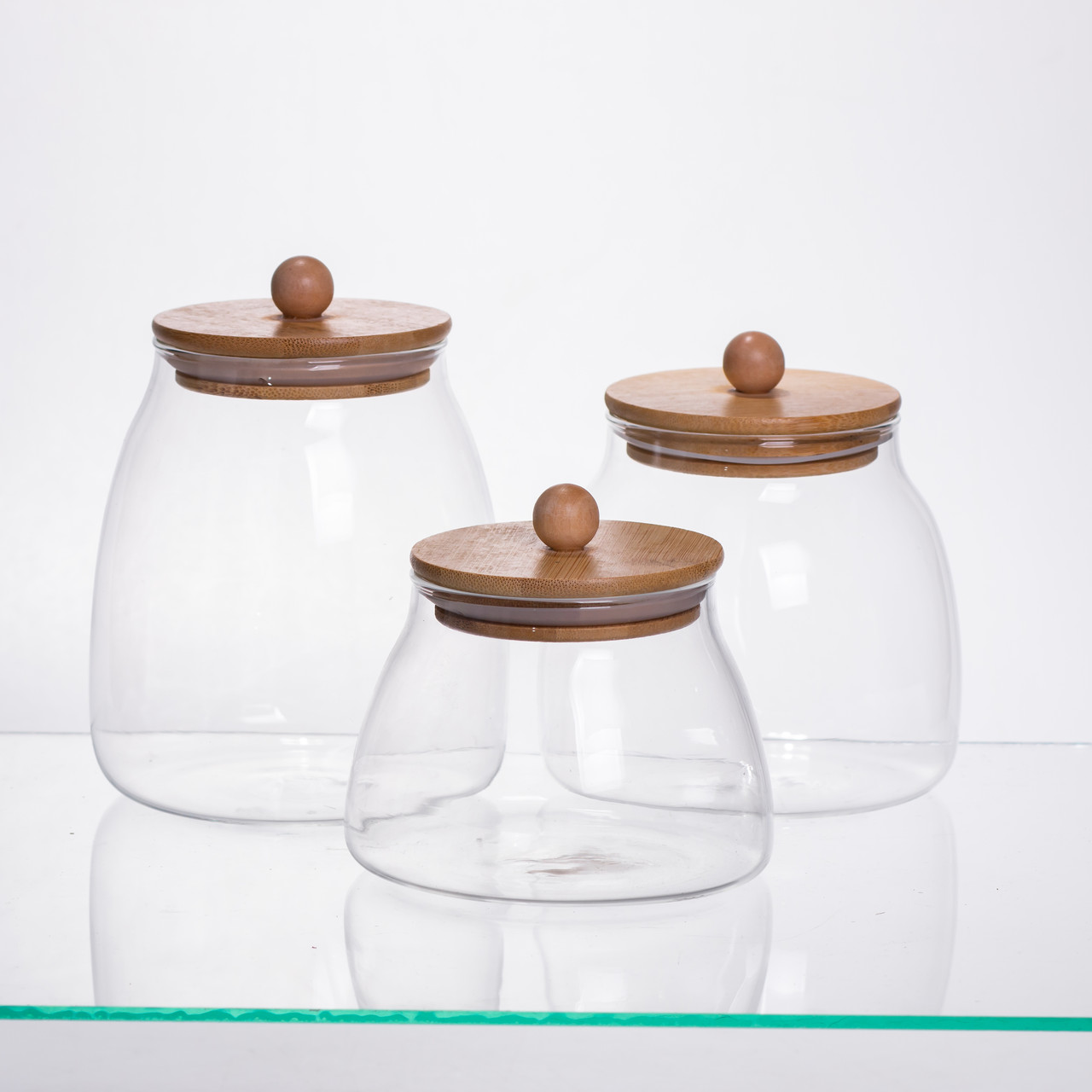 Набір банок для сипучих продуктів 3 штуки 0.5/0.8/1 л з бамбуковими кришками 64486-57