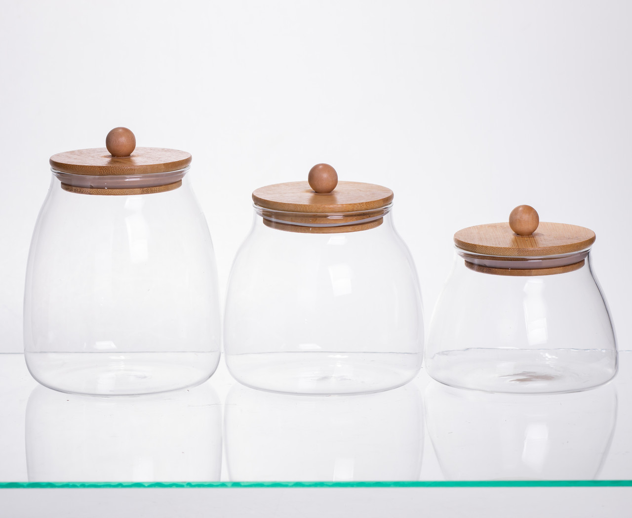 Набір банок для сипучих продуктів 3 штуки 0.5/0.8/1 л з бамбуковими кришками 64486-57