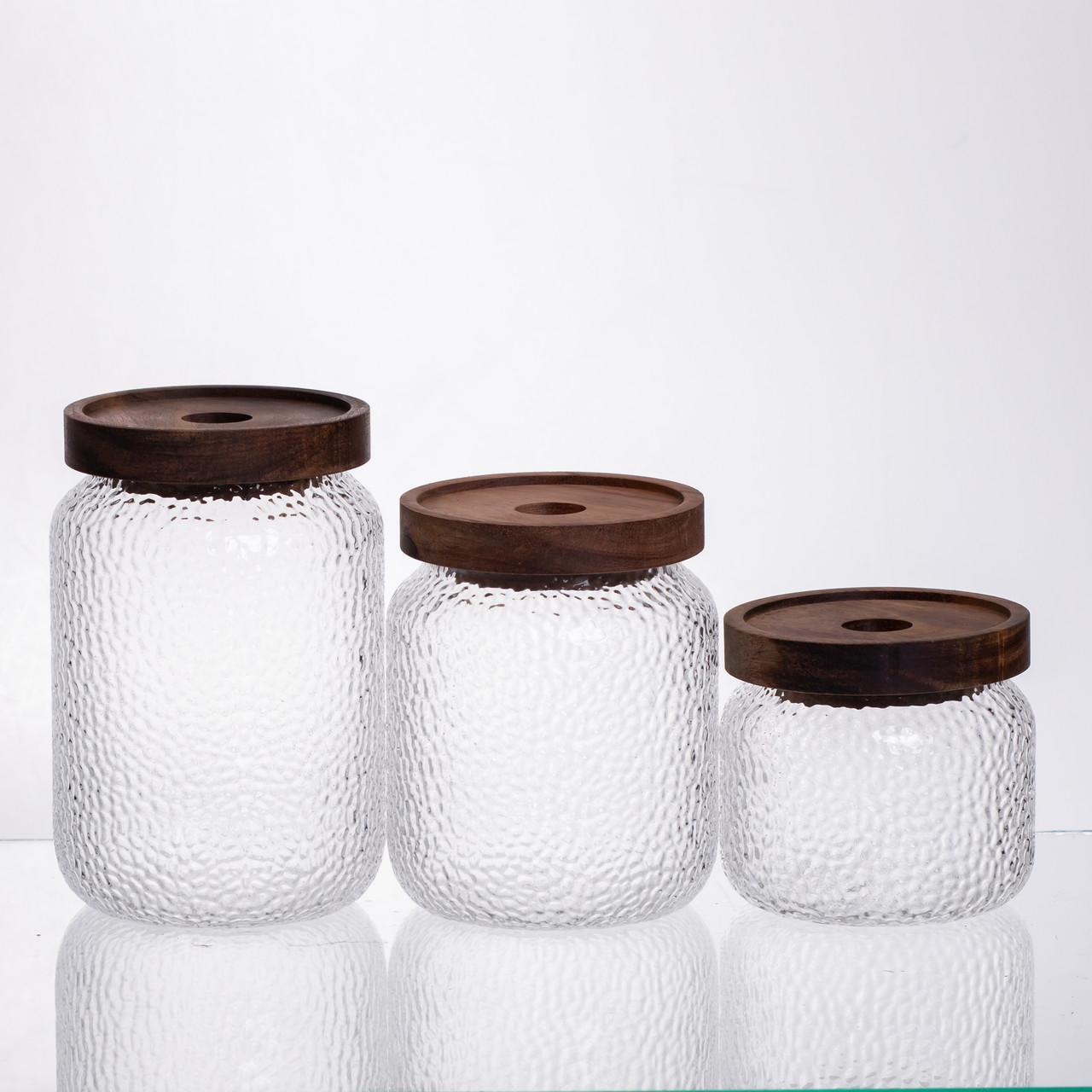 Набір банок для сипучих продуктів з бамбуковими кришками 400/600/800 мл 64486-11