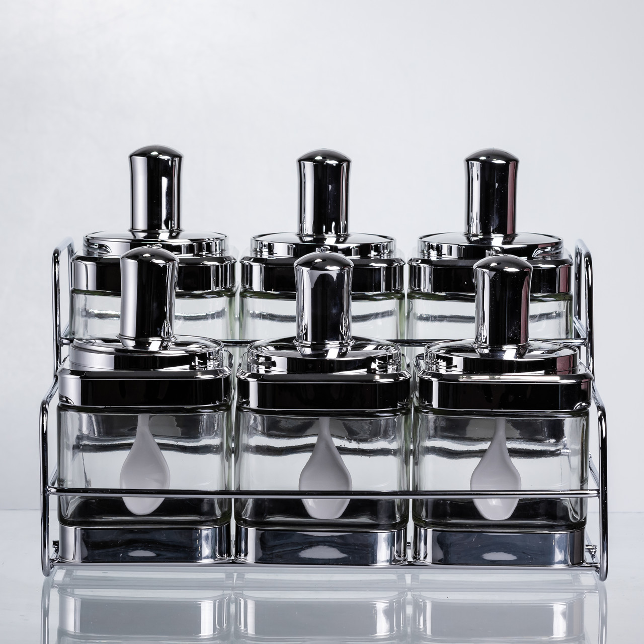 Набір банок для сипучих продуктів з ложкою 6 шт, хром HP-1341