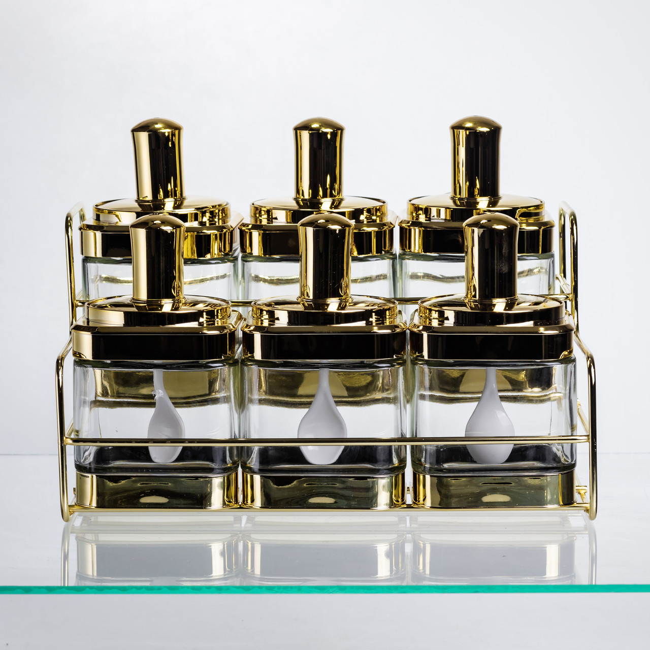 Набір банок для сипучих продуктів із ложкою 6 шт, золото HP-1337