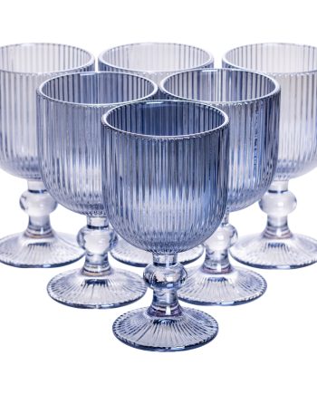 Набір келихів для вина 6 (шт) по келихи під вино 220 (мл) на ніжці келихи винні Блакитний HP-19-7114BL