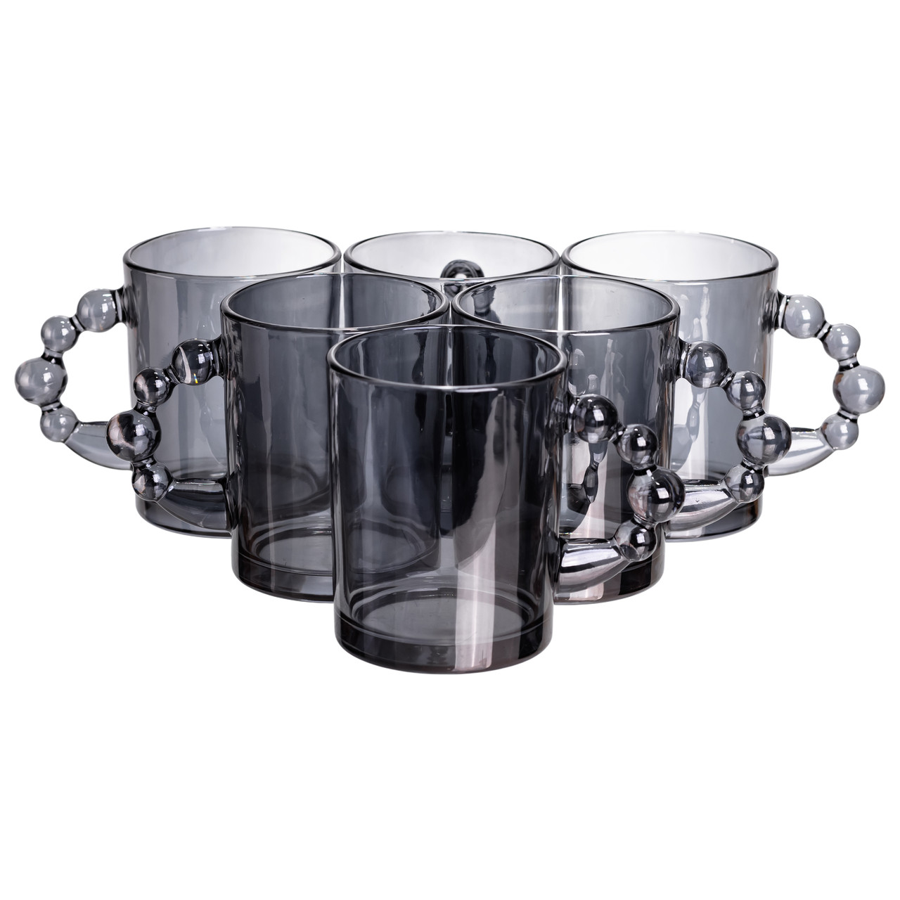 Набір чашок 6 шт для чаю та кави по 350 (мл) кружки скляні Сірий HP-19-ZD-3