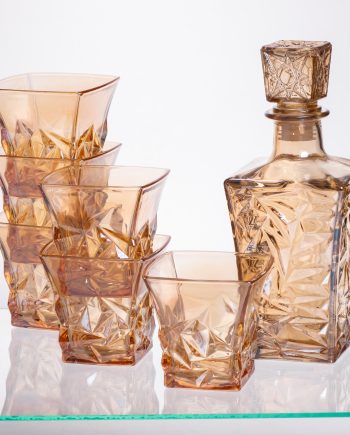 Набір для напоїв графин та 6 склянок для напоїв із товстого скла коричневий 64486-25