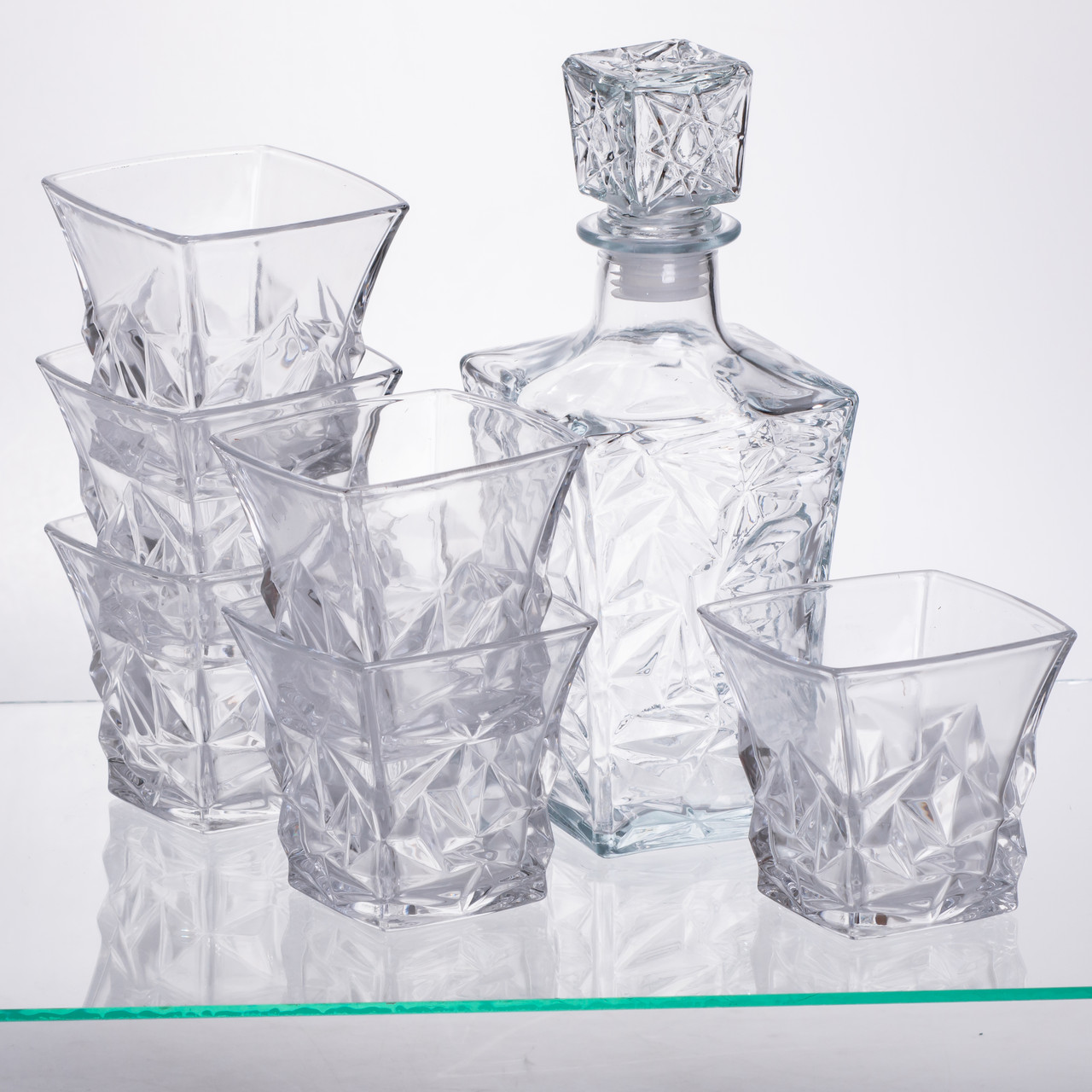 Набір для напоїв графин та 6 склянок для напоїв із товстого скла прозорий 64486-26