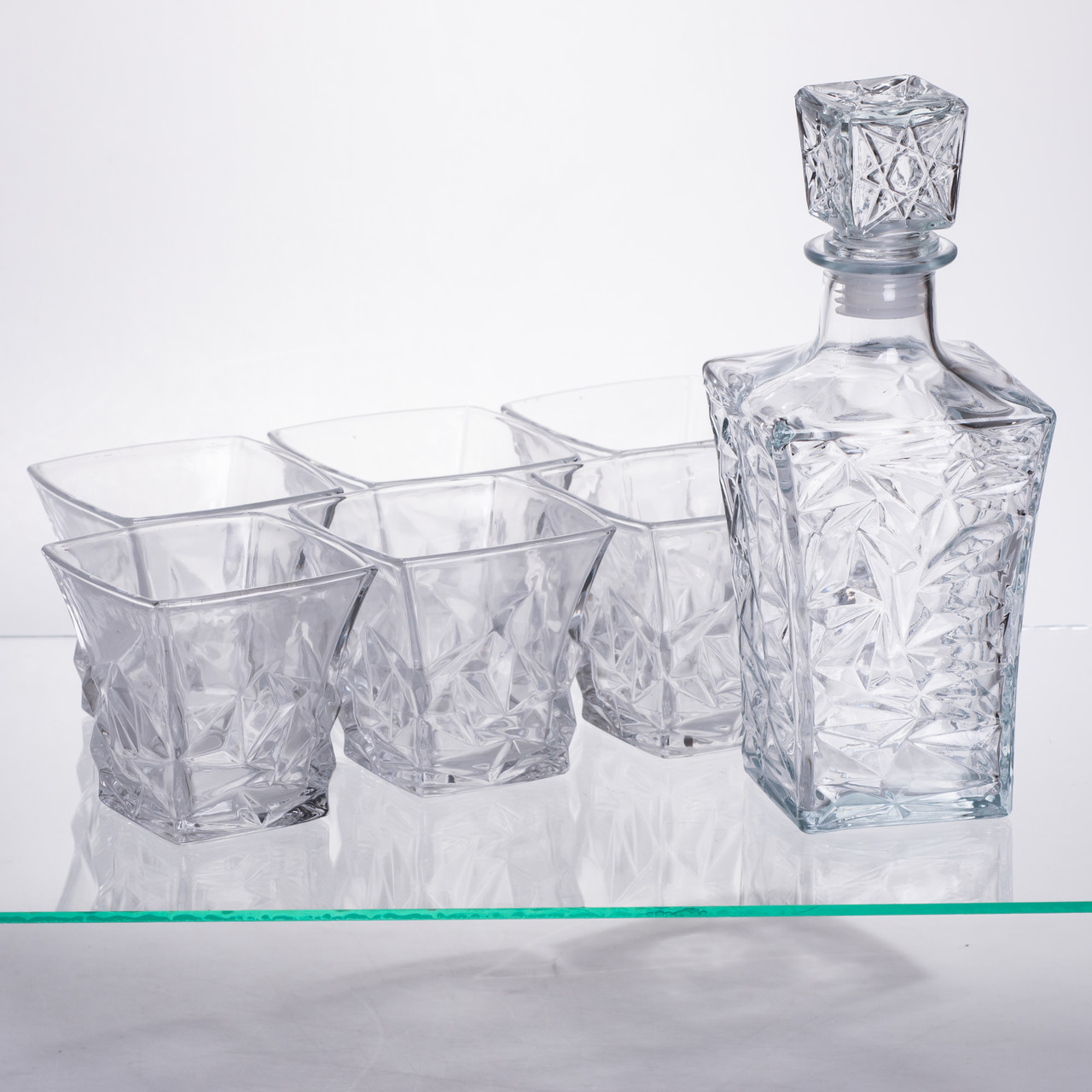 Набір для напоїв графин та 6 склянок для напоїв із товстого скла прозорий 64486-26