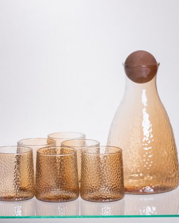 Набір для напоїв графин з бамбуковою кришкою та 6 склянок, коричневий 64486-36