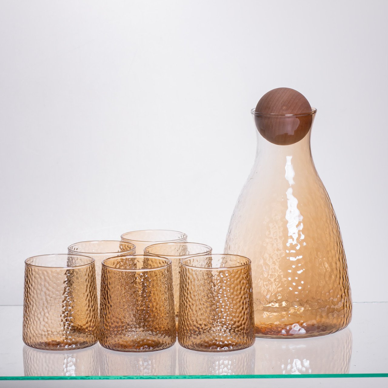 Набір для напоїв графин з бамбуковою кришкою та 6 склянок, коричневий 64486-36