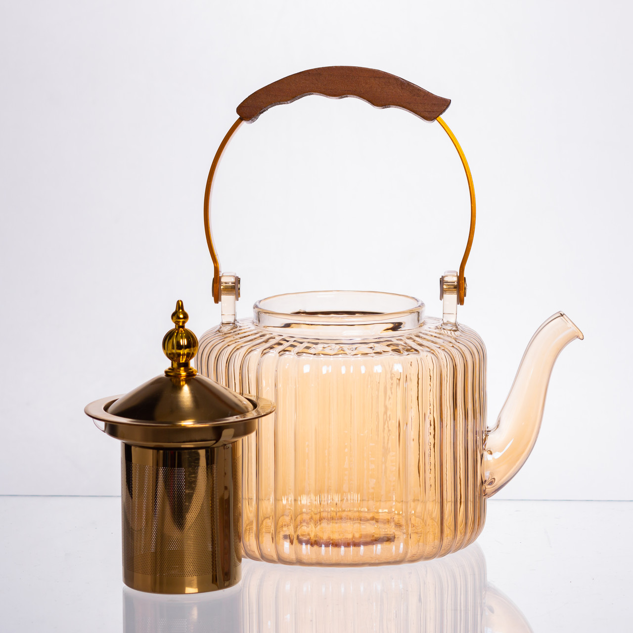 Набір для заварювання чаю зі скляним чайником та 6 чашок, коричневий 64486-38