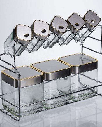 Набір ємностей для зберігання 8 штук по 100/700 мл на металевій підставці HP-1347