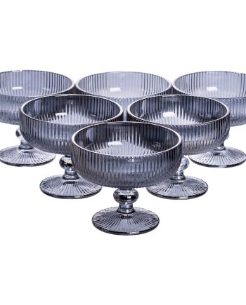 Набір креманок на ніжці 6 шт 400 (мл) скляні креманки для морозива, фруктів, десертів Сірий HP7117G