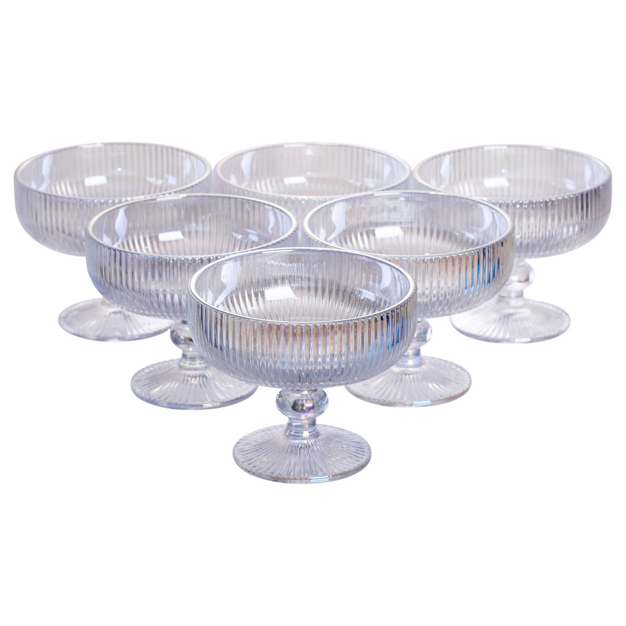 Набір креманок на ніжці 6 шт 400 (мл) скляні креманки для морозива, фруктів, десертів Сірий HP-19-7117RB