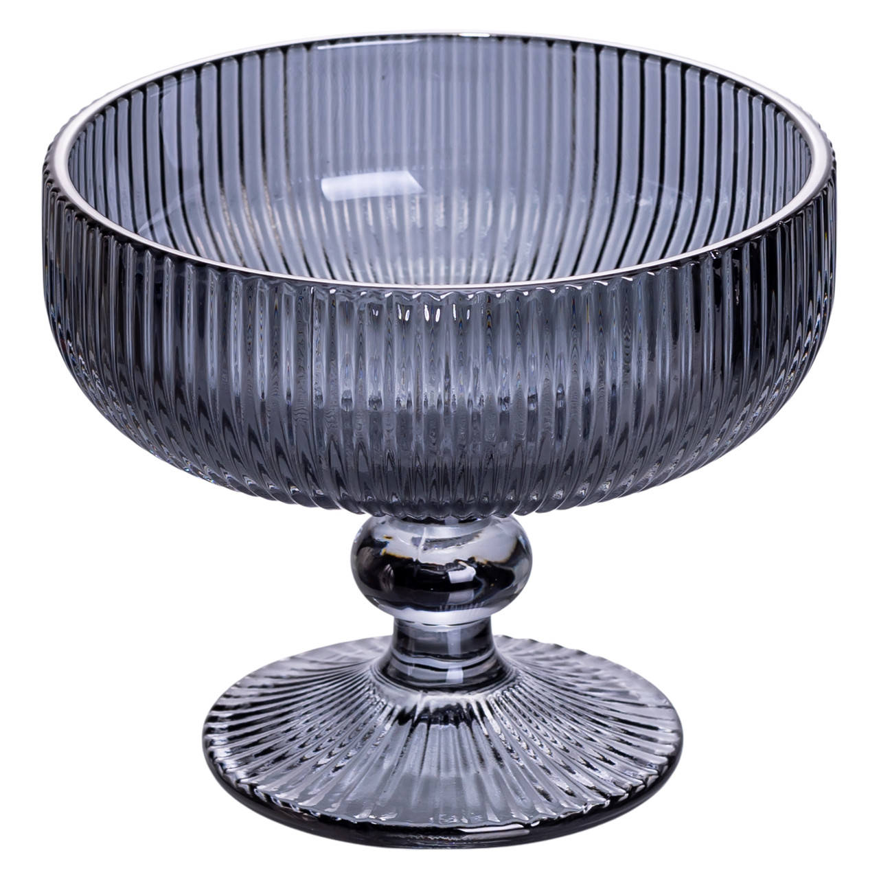 Набір креманок на ніжці 6 шт 400 (мл) скляні креманки для морозива, фруктів, десертів Сірий HP7117G